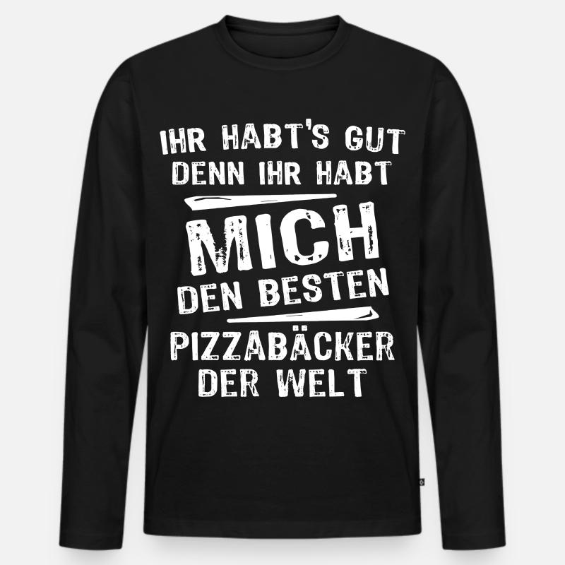 Pizzabäcker - Männer Premium Bio Langarmshirt - Schwarz