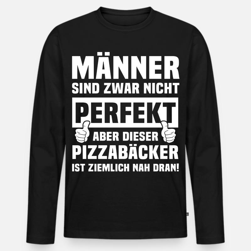 Pizzabäcker - Männer Premium Bio Langarmshirt - Schwarz