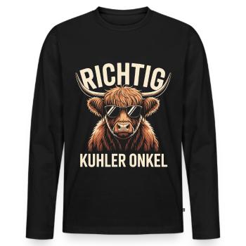 Right Cool Uncle Highland Cattle Gift - Men's Premium Organic Long Sleeve Shirt - black - Front - Nico (187cm)