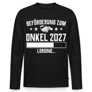 Onkel 2027 Beförderung Schwangerschaft Geschenk - Männer Premium Bio Langarmshirt - Schwarz - Vorne - Nico (187cm)