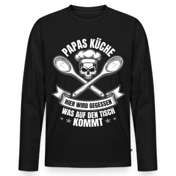 Meilleur cadeau de fête des pères Chef Papa - T-shirt manches longues Premium bio Homme - noir - Devant - Nico (187cm)