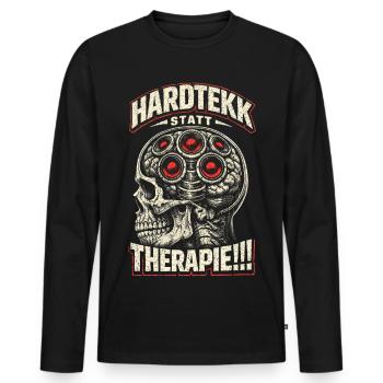 Hardtekk Tekke Ostdeutschland - Männer Premium Bio Langarmshirt - Schwarz - Vorne - Nico (187cm)