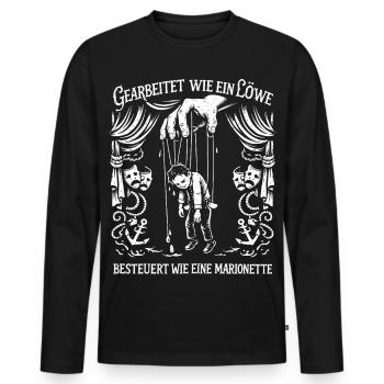 Worked like a lion - Men's Premium Organic Long Sleeve Shirt - black - Front - Nico (187cm)