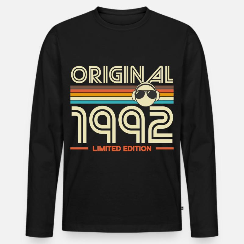 Originales Retro von 1992 - Männer Premium Bio Langarmshirt - Schwarz