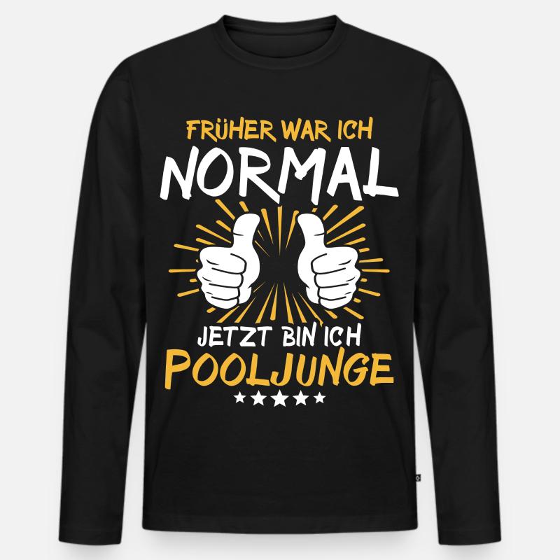 Pooljunge Spruch - Männer Premium Bio Langarmshirt - Schwarz