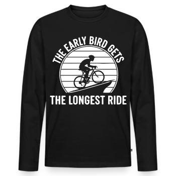 Early Riser Road Cyclists - Men's Premium Organic Long Sleeve Shirt - black - Front - Nico (187cm)