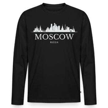 Silhouette de Moscou, Moscou Russie - T-shirt manches longues Premium bio Homme - noir - Devant - Nico (187cm)