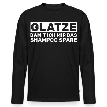 Calvitie : pour que je garde le shampoing - T-shirt manches longues Premium bio Homme - noir - Devant - Nico (187cm)