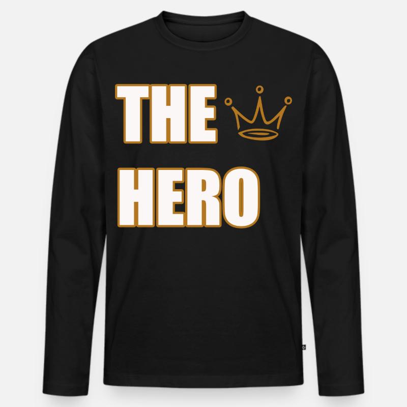 THE HERO – Bold & Powerful Statement Design - Männer Premium Bio Langarmshirt - Schwarz