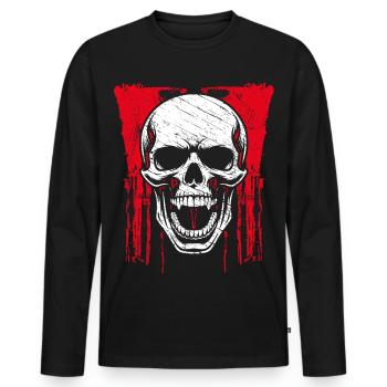 Red Grunge Skull Motif - Men's Premium Organic Long Sleeve Shirt - black - Front - Nico (187cm)