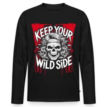 Garde ton côté sauvage - T-shirt manches longues Premium bio Homme - noir - Devant - Nico (187cm)
