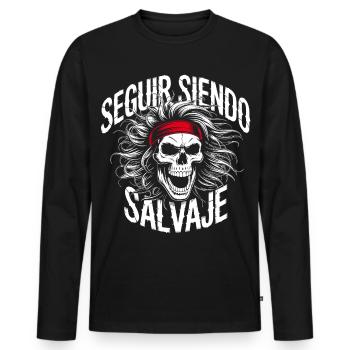 Crâne sauvage avec bandana - T-shirt manches longues Premium bio Homme - noir - Devant - Nico (187cm)
