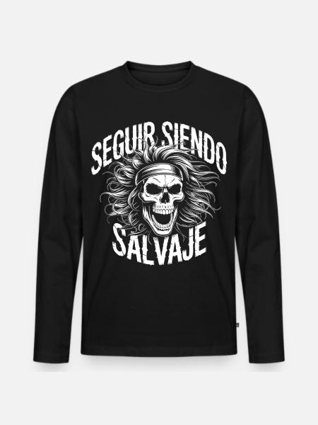 Wild Skull in White - Men's Premium Organic Long Sleeve Shirt - black