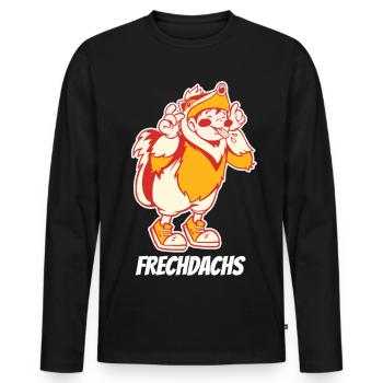 Frechdachs – Der freche Spitzbube - Männer Premium Bio Langarmshirt - Schwarz - Vorne - Nico (187cm)