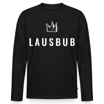 Kleiner Lausbub mit Krone – Frechdachs Edition - Männer Premium Bio Langarmshirt - Schwarz - Vorne - Nico (187cm)
