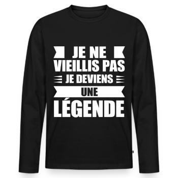 Ich werde nicht alt, ich werde zur Legende, Geschenk - Männer Premium Bio Langarmshirt - Schwarz - Vorne - Nico (187cm)