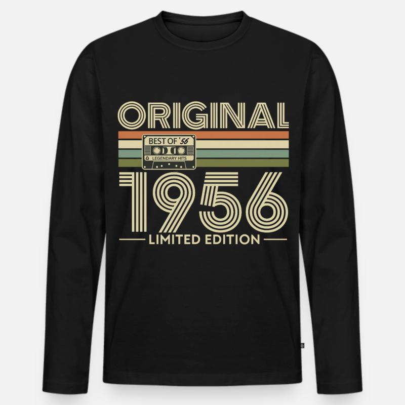 Original-Kassetten-Edition von 1956 - Männer Premium Bio Langarmshirt - Schwarz