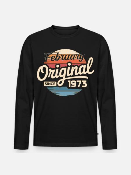 February 1973 Birthday present February 1973 - Men's Premium Organic Long Sleeve Shirt - black