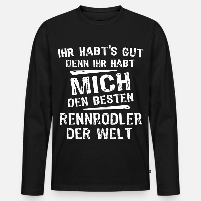 Rennrodler - Männer Premium Bio Langarmshirt - Schwarz
