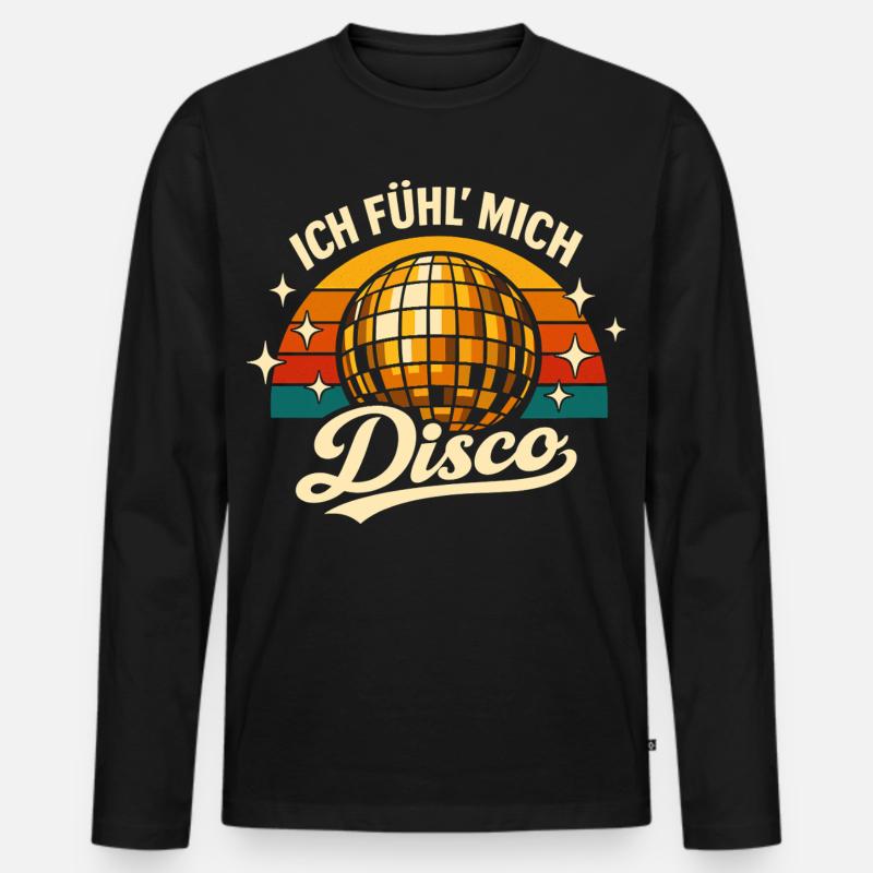 Disco Retro Party 70er Geschenk - Männer Premium Bio Langarmshirt - Schwarz