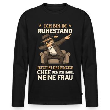 Rente Spruch Rentner 2026 - Männer Premium Bio Langarmshirt - Schwarz - Vorne - Nico (187cm)