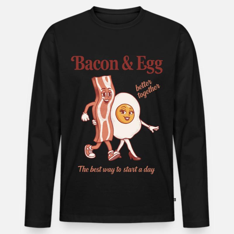 Bacon and Egg: Perfektes Duo - Männer Premium Bio Langarmshirt - Schwarz