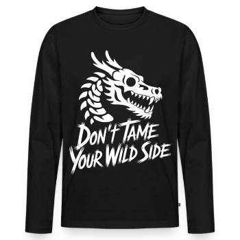 Ne domptez pas votre côté sauvage - T-shirt manches longues Premium bio Homme - noir - Devant - Nico (187cm)