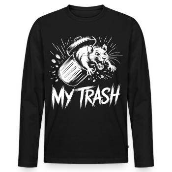 Aggressive rat in the trash can – My Trash - Men's Premium Organic Long Sleeve Shirt - black - Front - Nico (187cm)