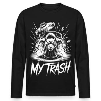 Aggressive rat in the trash can – My Trash - Men's Premium Organic Long Sleeve Shirt - black - Front - Nico (187cm)