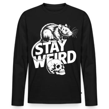 Restez Rat et Crâne Bizarres - T-shirt manches longues Premium bio Homme - noir - Devant - Nico (187cm)