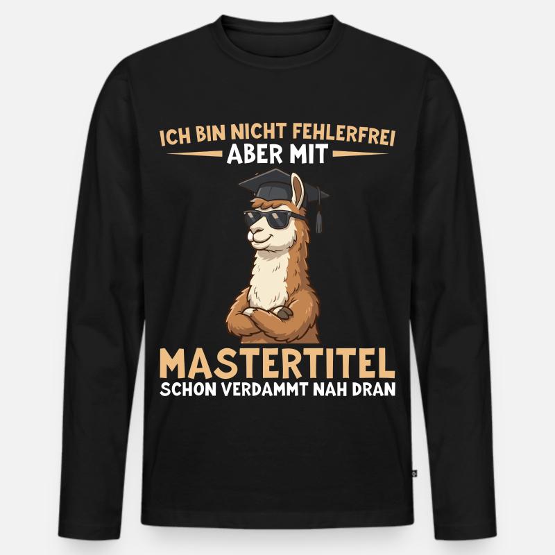 Mastertitel Lama: Fast fehlerfrei zum Abschluss - Männer Premium Bio Langarmshirt - Schwarz
