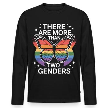 Pride Schmetterling T-Shirt – LGBTQ Statement - Männer Premium Bio Langarmshirt - Schwarz - Vorne - Nico (187cm)