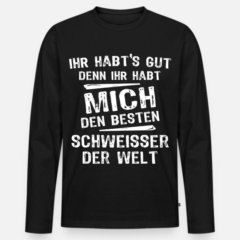 Schweisser - Männer Premium Bio Langarmshirt - Schwarz
