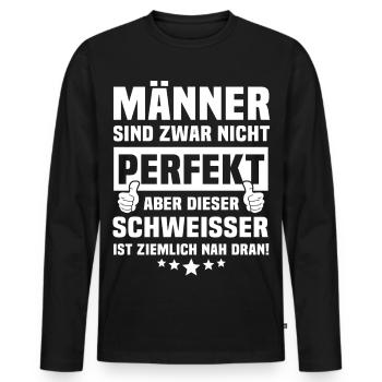 welder - Men's Premium Organic Long Sleeve Shirt - black - Front - Nico (187cm)