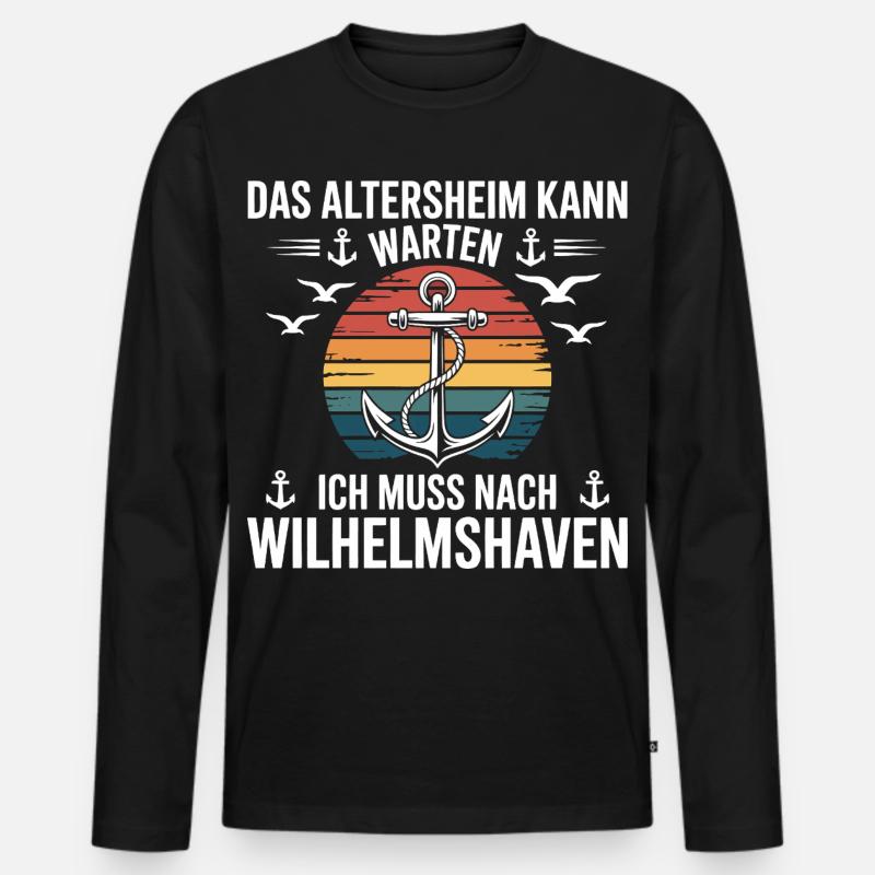 Wilhelmshaven Sprüche Wilhelmshavener Spruch - Männer Premium Bio Langarmshirt - Schwarz