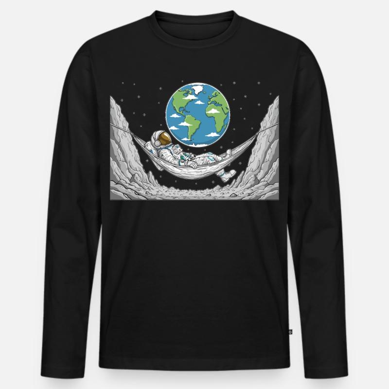 Astronaut Space Hammock Moon Earth Rest - Männer Premium Bio Langarmshirt - Schwarz
