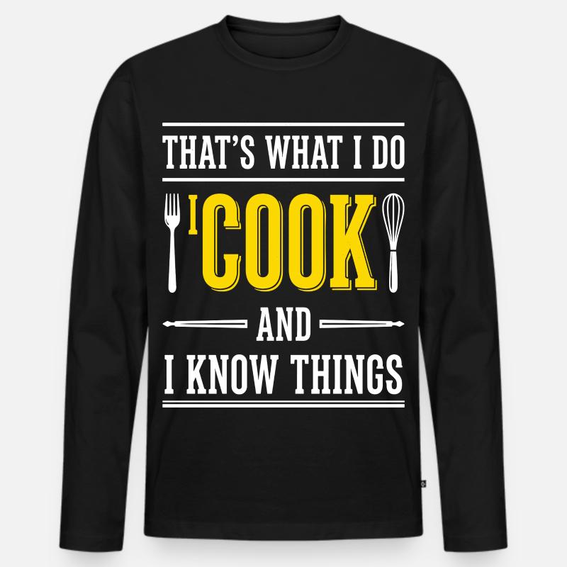 Koch Spruch Typografie Küche - Männer Premium Bio Langarmshirt - Schwarz