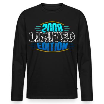 2008 Limited Edition Retro Design - Birthday - Men's Premium Organic Long Sleeve Shirt - black - Front - Nico (187cm)