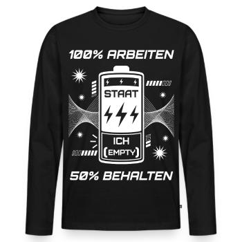 100% Work 50% Keep - Men's Premium Organic Long Sleeve Shirt - black - Front - Nico (187cm)