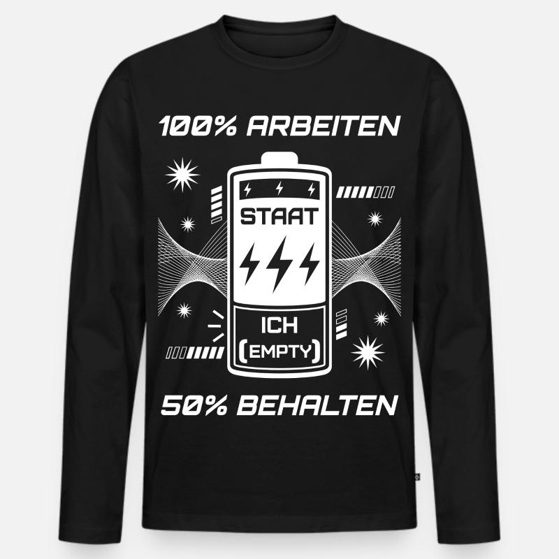 100 % Arbeiten 50 % Behalten - Männer Premium Bio Langarmshirt - Schwarz