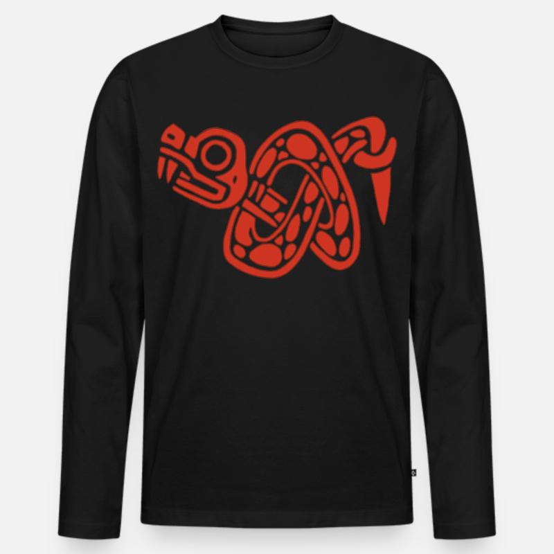 Roter Schlangenknoten - Männer Premium Bio Langarmshirt - Schwarz