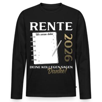 Retraité 2026 Livre d’or Offert Homme Femme Pension - T-shirt manches longues Premium bio Homme - noir - Devant - Nico (187cm)