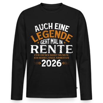 Retraite 2026 Gift Man Retraite Retraité Drôle - T-shirt manches longues Premium bio Homme - noir - Devant - Nico (187cm)