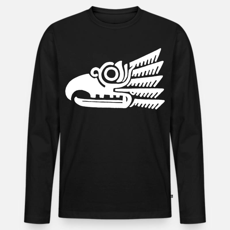 Weißer Stammesvogelkopf - Männer Premium Bio Langarmshirt - Schwarz
