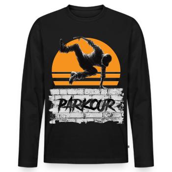 Parkour - T-shirt manches longues Premium bio Homme - noir - Devant - Nico (187cm)