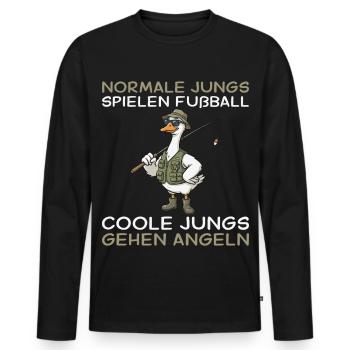 Angler Gans Coole Jungs gehen Angeln - Männer Premium Bio Langarmshirt - Schwarz - Vorne - Nico (187cm)