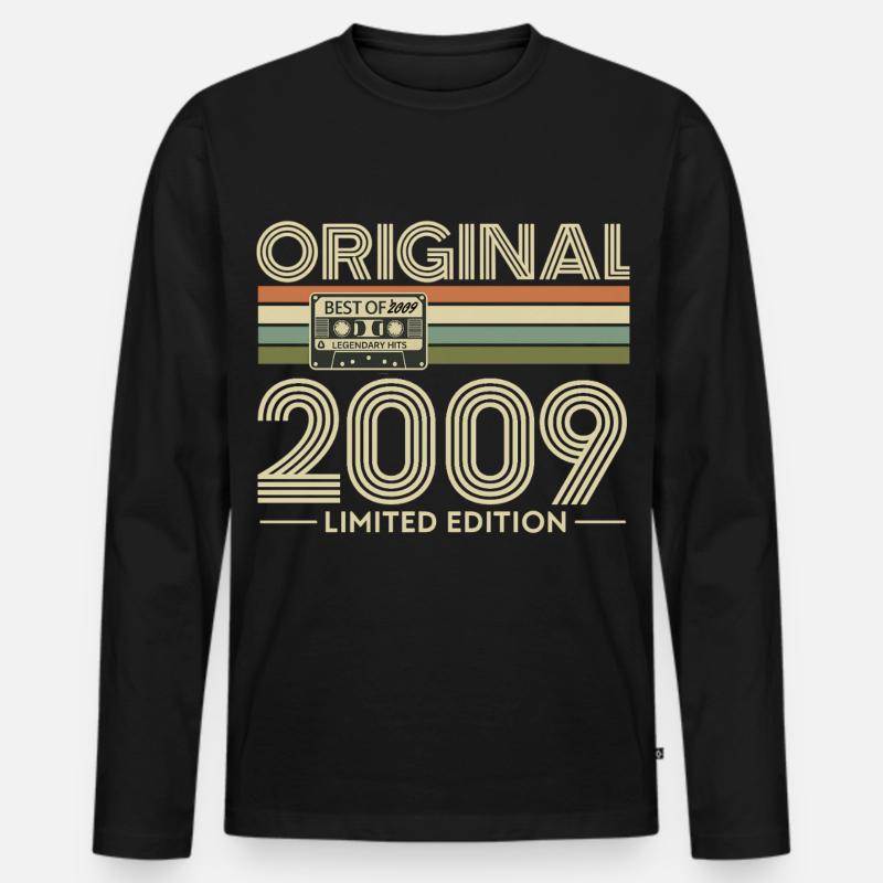 Originale Retro-Kassette von 2009 - Männer Premium Bio Langarmshirt - Schwarz