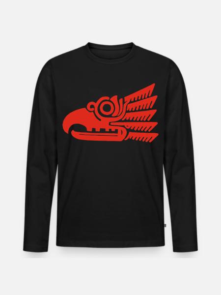 Roter Stammesvogelkopf - Männer Premium Bio Langarmshirt - Schwarz