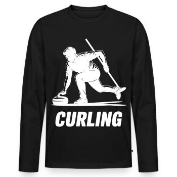 Silhouette d’action d’athlète Homme Curling - T-shirt manches longues Premium bio Homme - noir - Devant - Nico (187cm)
