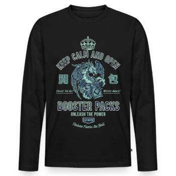 Keep Calm And Open Booster Packs Unleash The Power - Men's Premium Organic Long Sleeve Shirt - black - Front - Nico (187cm)
